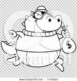 Robbing Lizard Bank Outlined Coloring Clipart Cartoon Vector Thoman Cory sketch template
