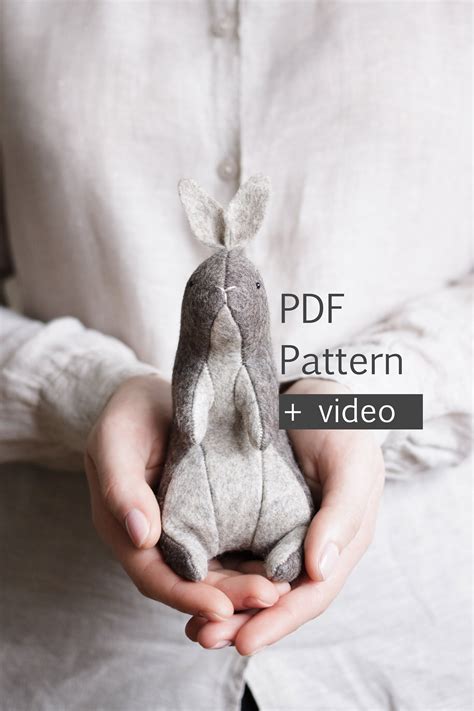 felt bunny rabbit sewing pattern  video etsy