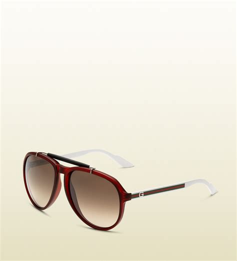 Lyst Gucci Mens Red Biobased Sunglasses In Red For Men
