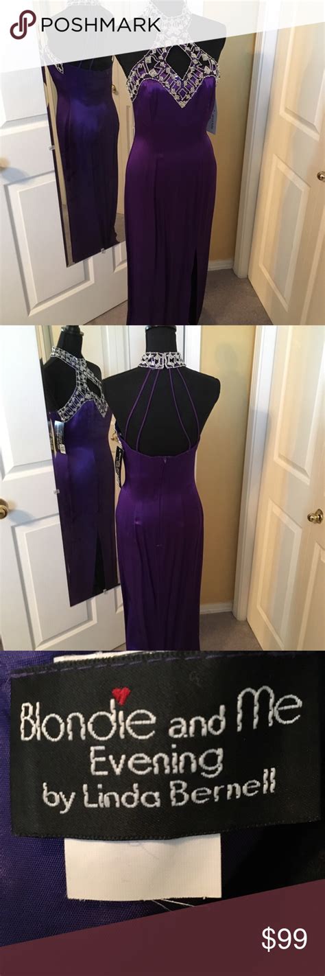 beaded and purple satin gown nwt nwt beautiful beaded gown