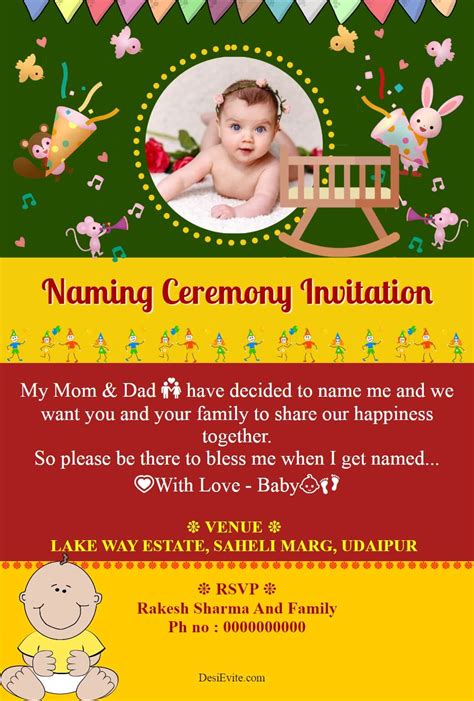 baby naming ceremony card  photo upload