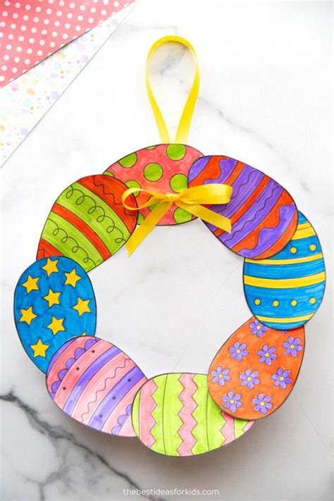 paper easter egg wreath  printables   ideas  kids