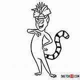 Madagascar King Julien Draw Clipart Drawing Characters Cartoon Sketchok Clipartmag sketch template