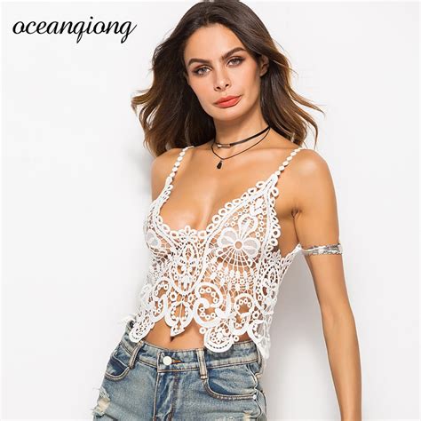Women Summer Tank Top 2018 Casual Tank Sexy Lace Crop Tops Hollow Out