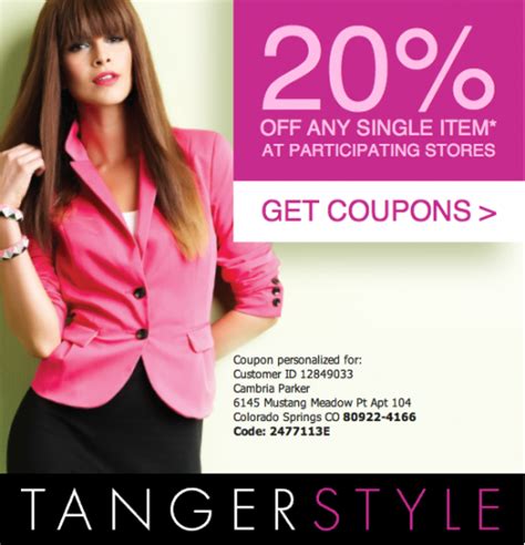 tanger outlet    single item coupon freebiesdeals