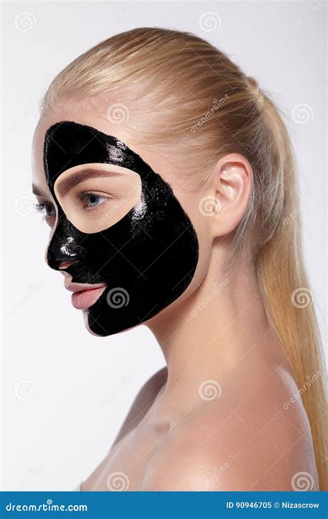 portrait of girl with black mask on her face stock image image of