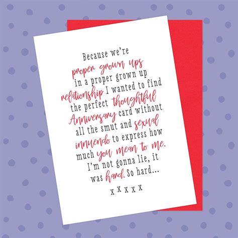 rude innuendo anniversary card funny valentines husband etsy