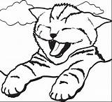 Coloring Cat Pages Cute Kitty Yawning Cats Printable Fat Kids Adult Print Color Animal Colouring Kitten Sheets Kawaii Yawn Little sketch template