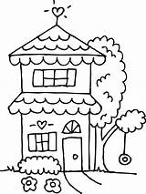 House Clipart Coloring Houses Story Two Clip Row Transparent Cute Sweetclipart Cliparts sketch template