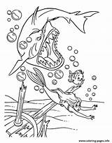 Coloring Ariel Shark Princess Disney Pages Bad Chasing Printable Print Color Book sketch template