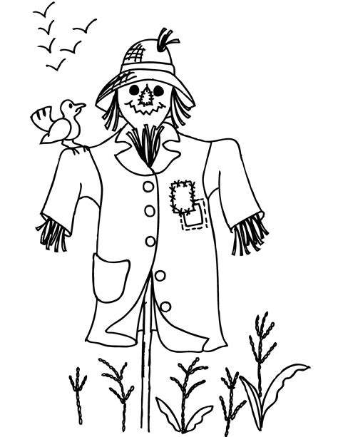 scarcrow color sheet  printable scarecrow coloring pages  kids