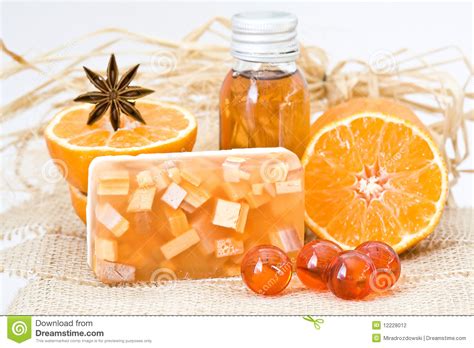 orange spa products stock photo image  aroma essential