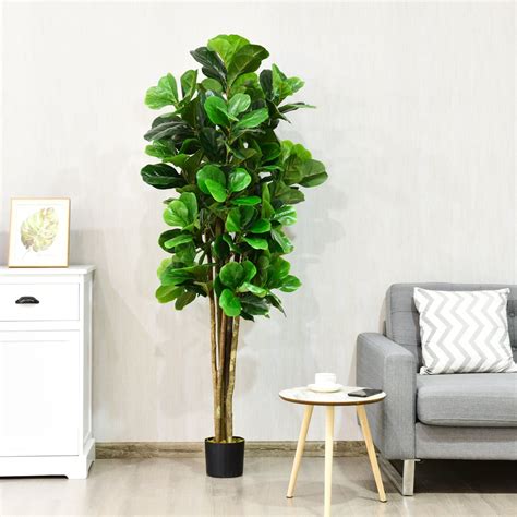 ft artificial natural fig tree bush indooroutdoor decorative planter