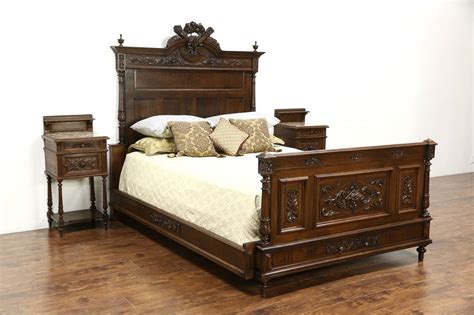 french louis xvi antique  carved bedroom set queen