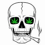 Weed Smoking Skull Illustration Vector sketch template
