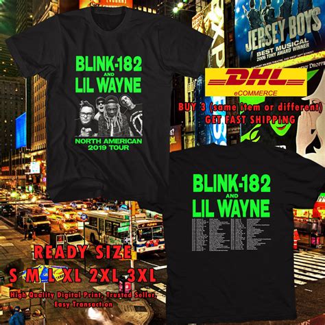 get this blink 182 and lil wayne n america tour 2019 with dates black