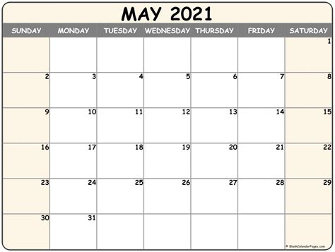 May 2021 Calendar Free Printable Monthly Calendars