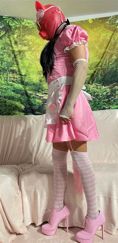 Sissy Wearing A Pink Dress Heels And Chastity Cage Pt 1 29 Pics