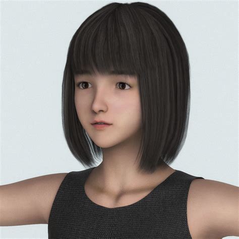 3d asset realistic asian teen girl cgtrader