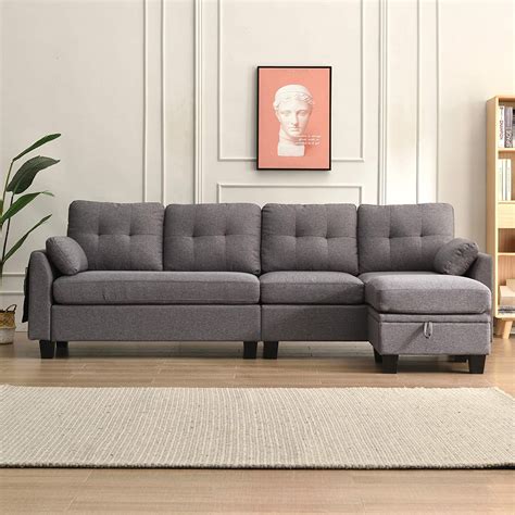 brunswick  seater storage chaise sofa  grey shop designer home furnishings