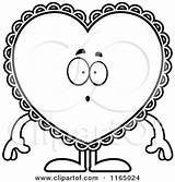 Surprised Mascot Doily Valentine Heart Clipart Cartoon Thoman Cory Outlined Coloring Vector sketch template