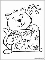 Coloring Year Happy Pages Drawing Printable Cute Kids Cat Buddy Years Sheets Card Color Bears Colouring Bestcoloringpagesforkids Print Worksheets Book sketch template