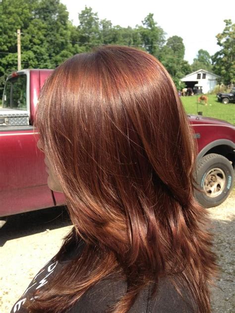 Medium Brown And Auburn Lowlights With A Layered Cut Is Great For My