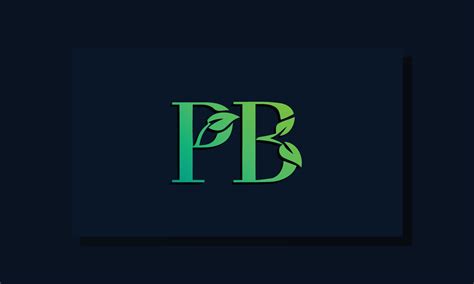 minimal leaf style initial pb logo  vector art  vecteezy