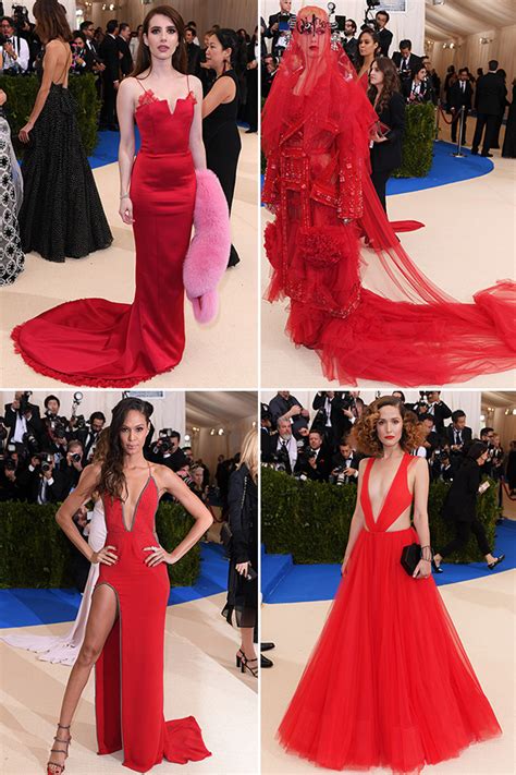 Red Dresses At The Met Gala — Emma Roberts And More Try The Trend