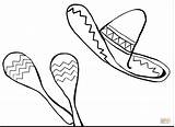 Sombrero Mexican Drawing Coloring Pages Maracas sketch template