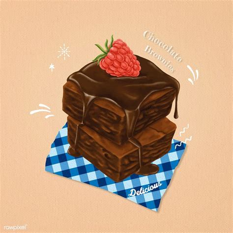 hand drawn sweet brownies vector  image  rawpixelcom noon desserts drawing dessert