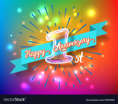 happy st anniversary glass bulb numbers set vector image