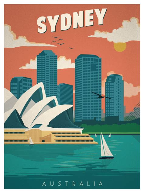 vintage sydney poster travel posters sydney australia  sydney