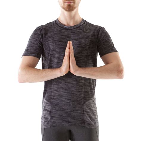 domyos domyos seamless yoga  shirt blackgrey decathlon