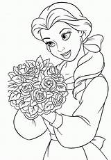 Belle Coloring Princess Disney Pages Color Flowers Drawing Kids Print Flower Bell Printable Princesses Carry Clipart Book Glitter Getcolorings Comments sketch template