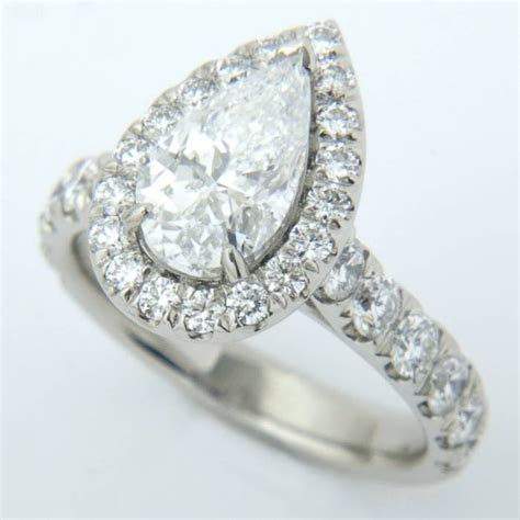 pear shape diamond halo engagement ring cdg gale diamonds chicago