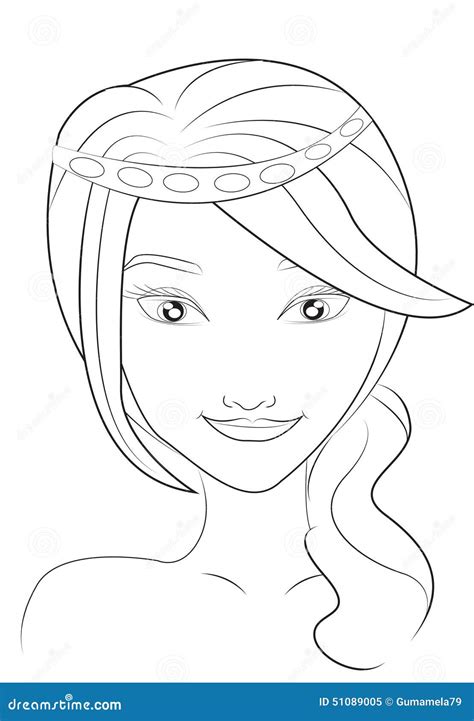 girls face coloring page stock illustration image