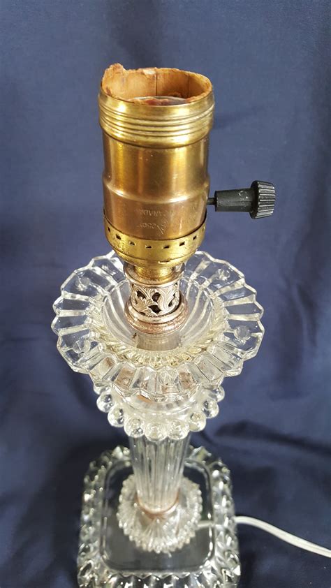 Vintage Clear Glass Table Lamps Working Mid Century Pressed Etsy