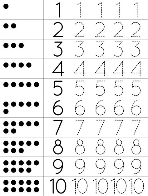 trace numbers    printable