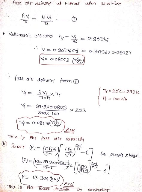 solved  single acting compressor operates   rpm  initial
