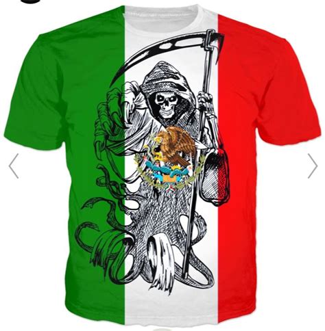 La Muerte Mexican Flag T Shirt In 2020 Aztec Tattoo Designs