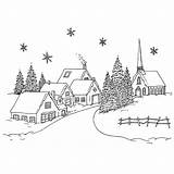 Christmas Coloring Pages Village Winter Drawing Drawings Line Para Overstock Stamp Penny Rubber Wood Salvo Villages Embroidery Crafts Easy Choose sketch template