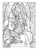 Coloring Angel Book Dragon Pages Elvenstarart sketch template