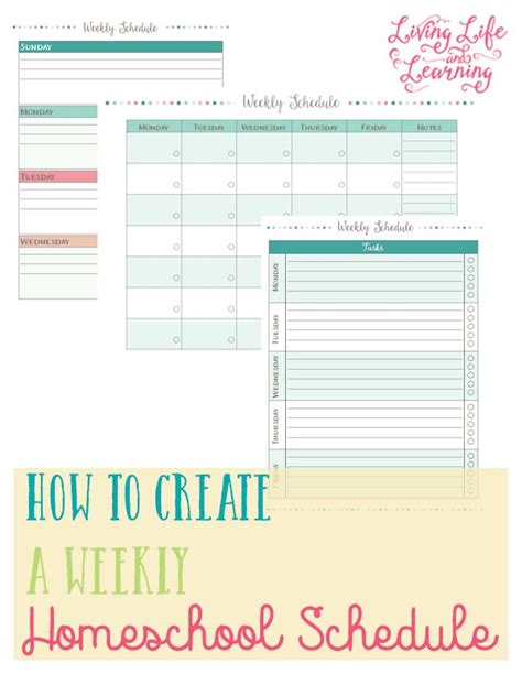 homeschool weekly schedule printable