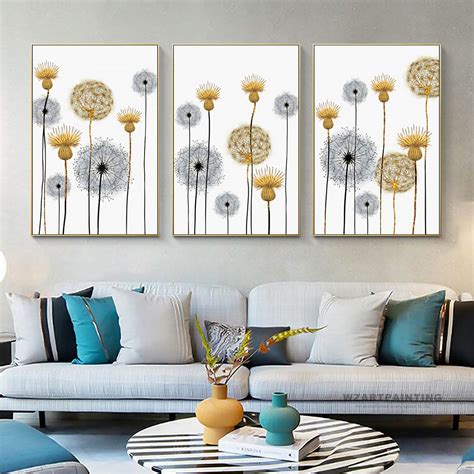 frame wall art set   nordic style dandelion plant canvas etsy