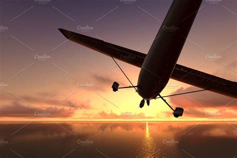 plane  flying   ocean ocean plane flying