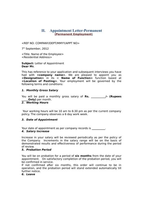 appointment letter sample  employee malaysia employee appointment