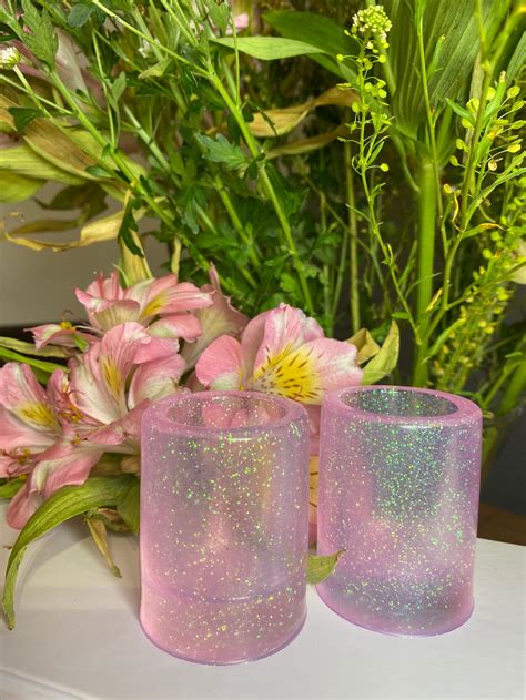 fairy pink sets glitter shot glasses sparkling handmade etsy