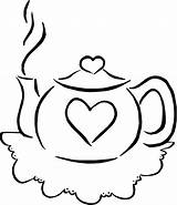 Coloring Teapot Tea Pages Printable Party Colouring Color Cliparts Pots Embroidery Book Little Clipart Patterns Template Drawing Sheets Find Library sketch template