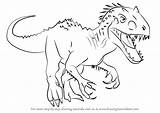 Rex Jurassic Indominus Draw Drawing Coloring Pages Step Learn Printable Color Print sketch template